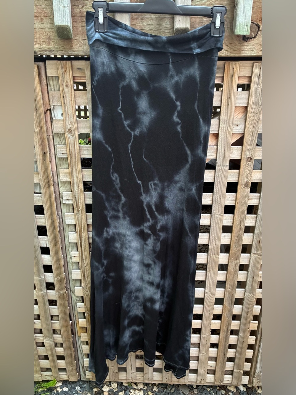 Vintage Gothic Black Tie-Dye Maxi Skirt